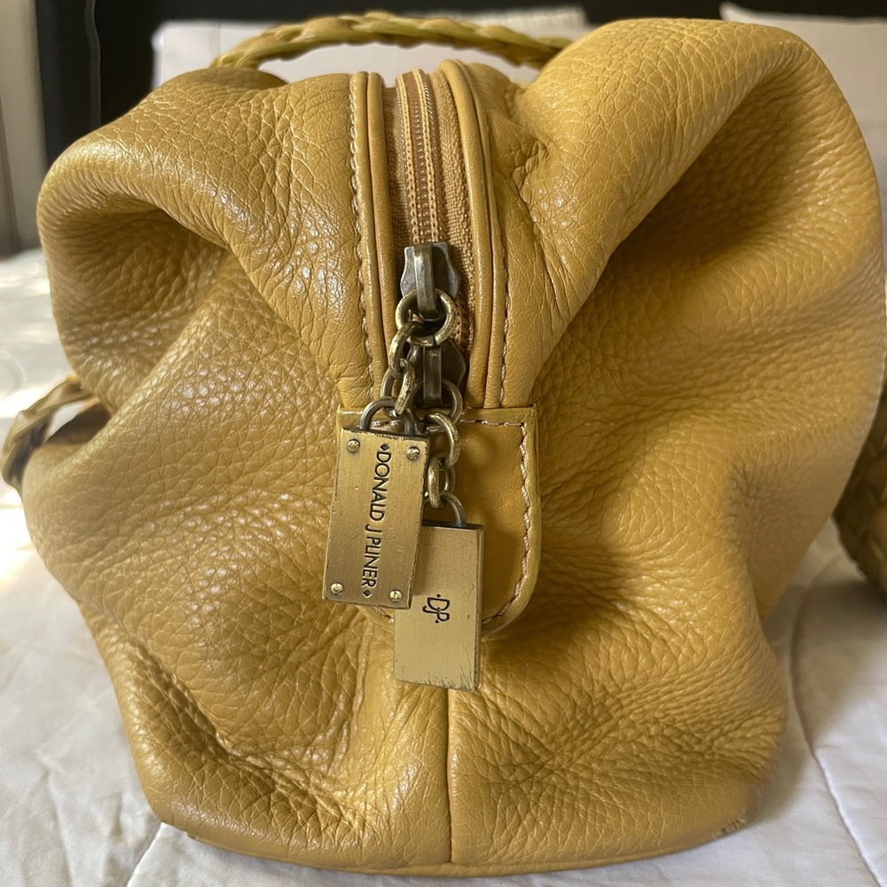 Donald J. Pliner Mustard Yellow Leather Shoulder Bag